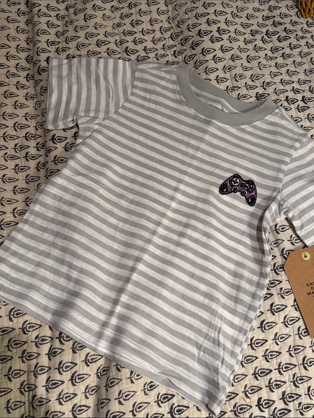 MAXIMUS REX grey & white stripped t-shirt! size 3T Remote Control! Gaming!